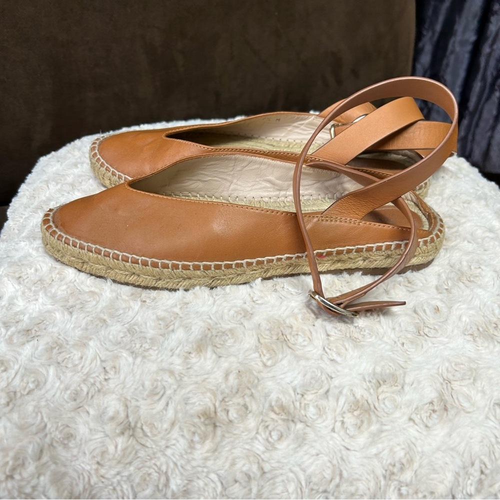 Stuart Weitzman camel round toe around the ankle espadrilles size 7.5 M - Picture 9 of 11